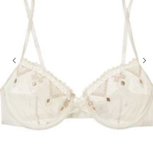 【new】La Perla entry enbroidered tulle and silk satin half-cup underwired bra
